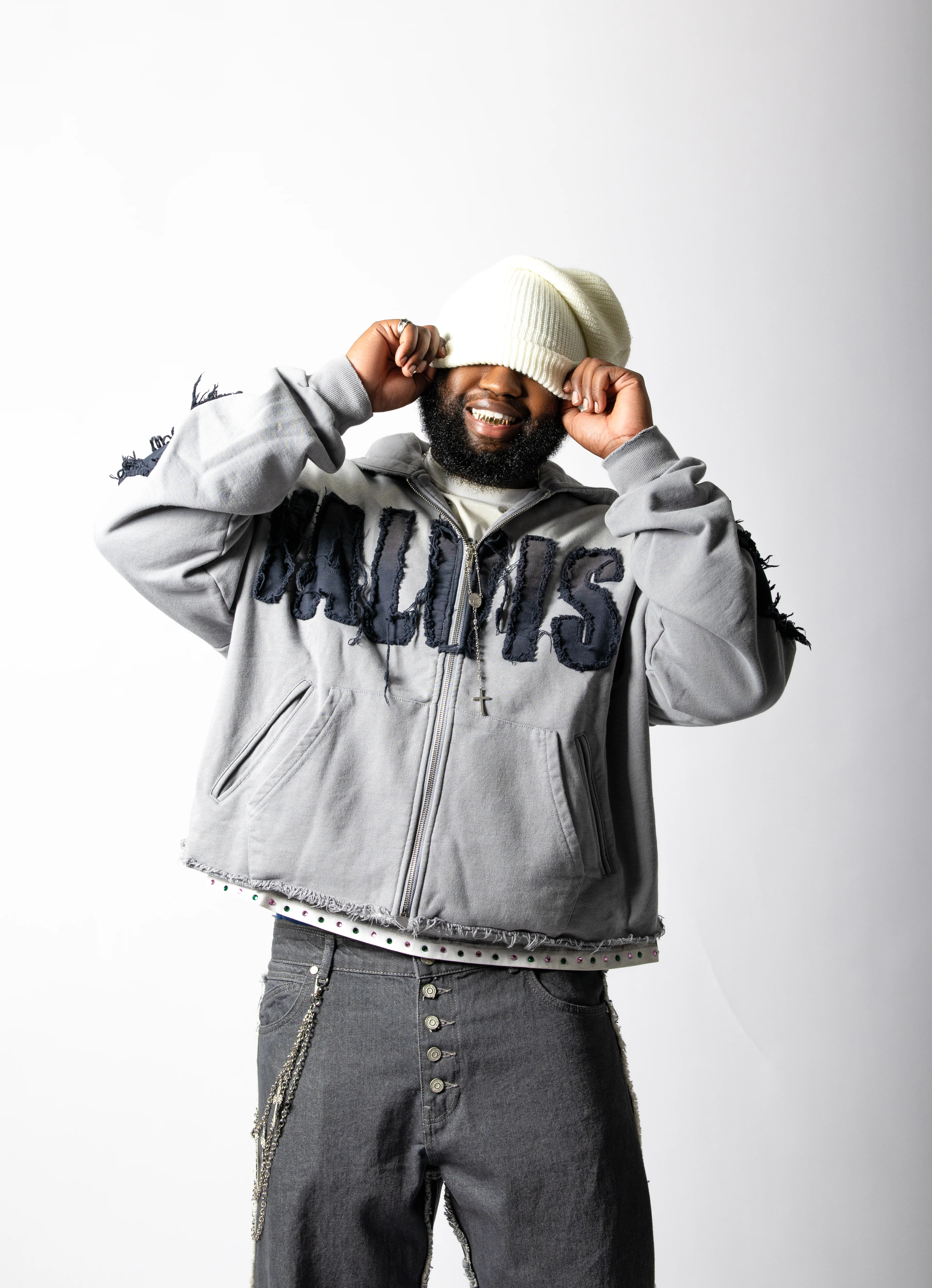 Yalvish Distressed Navy Blue Zip Up - Image 3