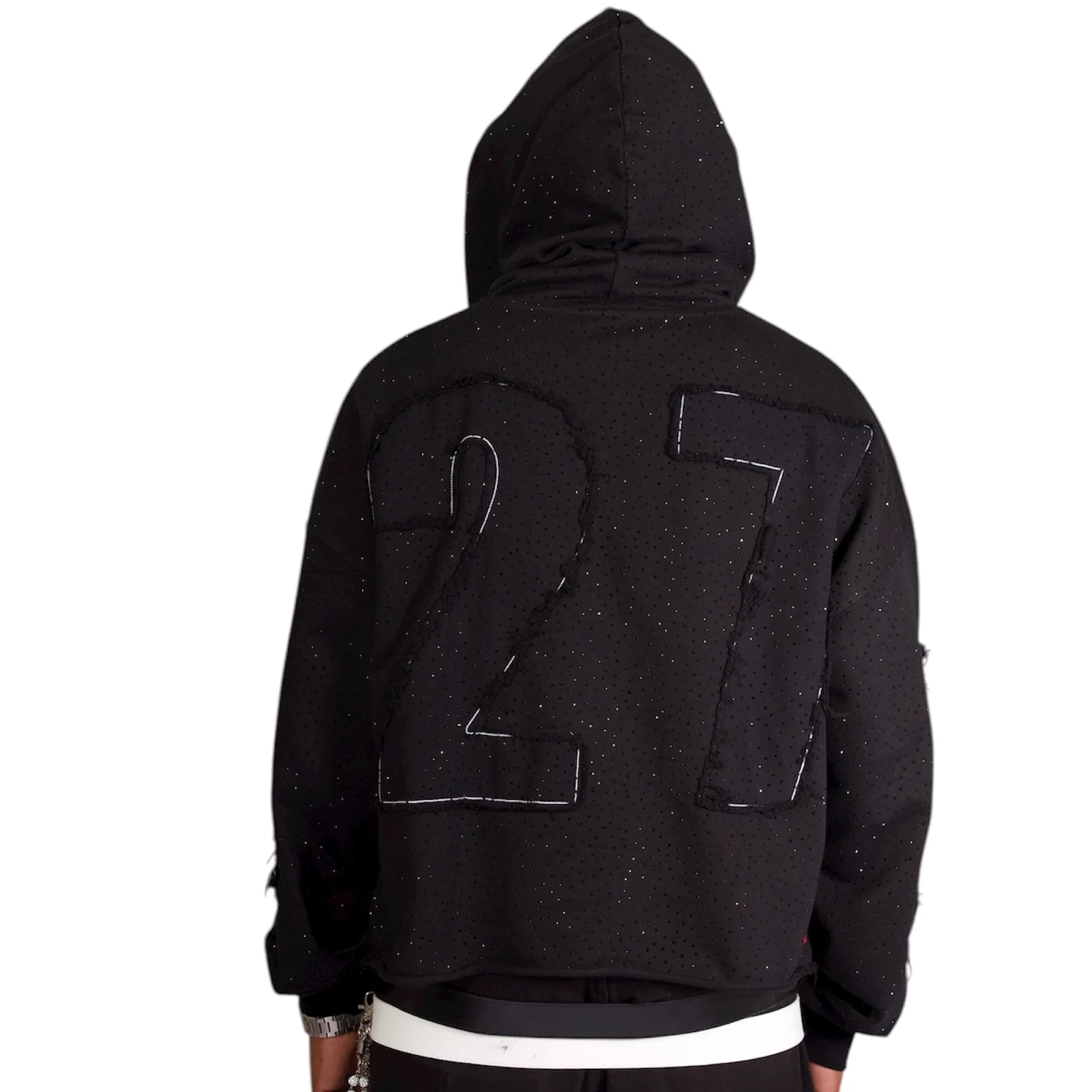 Yalvish Distressed VVS Rhinestone Zip Up - Image 3