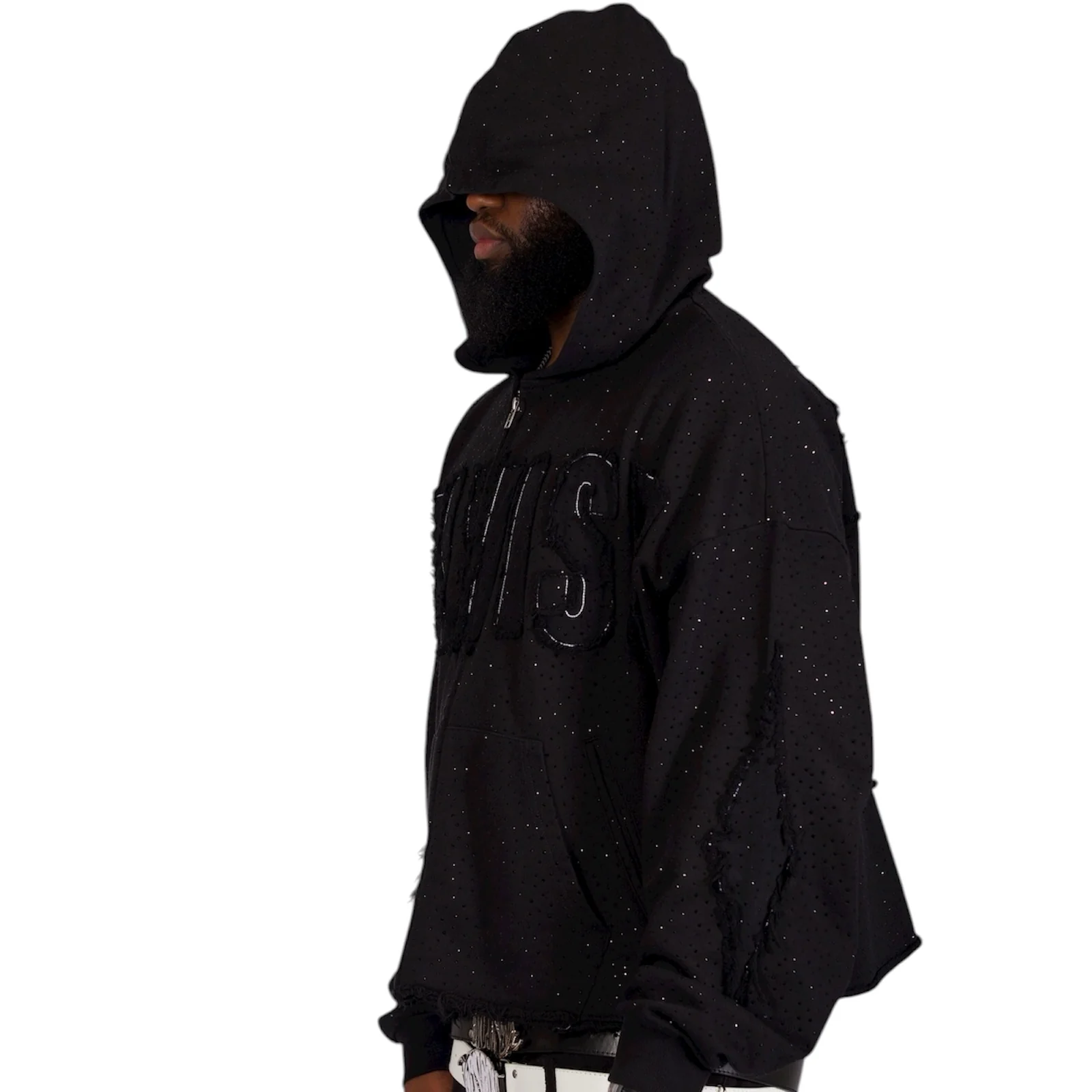 Yalvish Distressed VVS Rhinestone Zip Up - Image 4